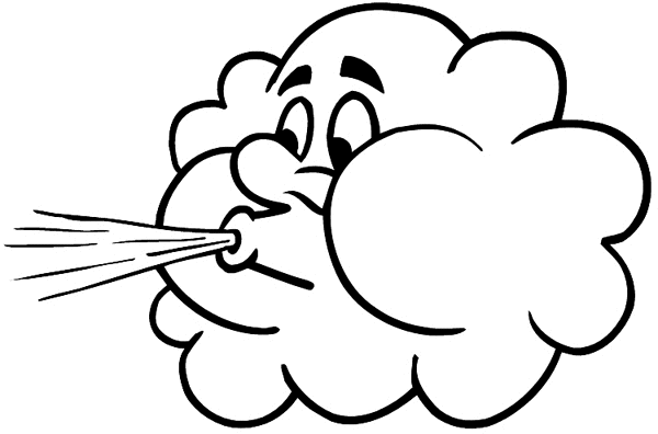 Cloud with a face blowing wind vinyl sticker. Customize on line ...