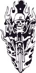 flaming biker skull decal