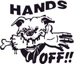 hands off doggy decal