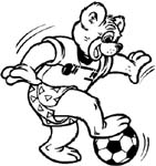 bear playing soccer vinyl stickers