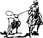 horse with rider roping cow decal