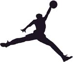 micheal jordon flyin through air with basketball vinyl sticker