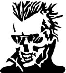 skull with hair and sun glasses vinyl decal