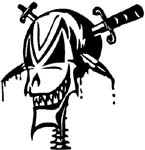 skull with knives through head vinyl decal
