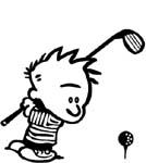 calvin playing golf decal