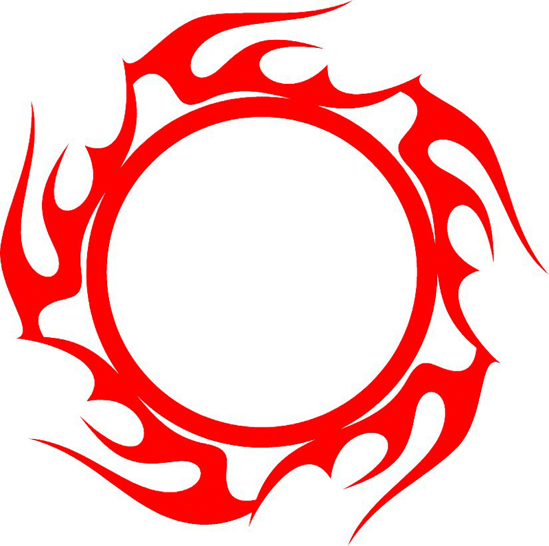 ROUND_04 Round Flames Graphic Flame Decal