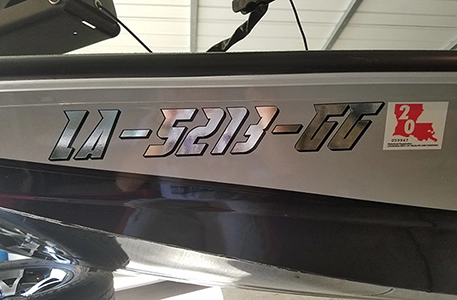 Flaired Chrome with Black Outline Boat Numbers