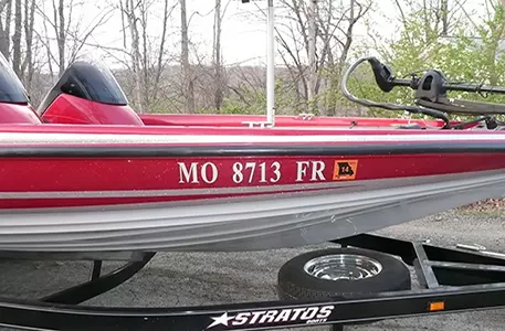 Bass Boat with Custom Boat Numbers