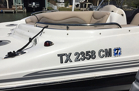 SKI Boat with Carbon Fiber Boat Numbers