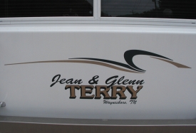 Camper Lettering and Stripe