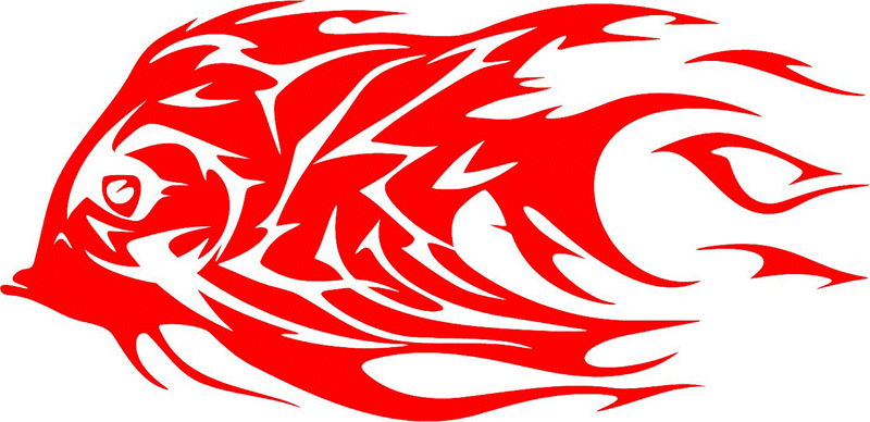 Fish Head Flames Graphic Flame Decal