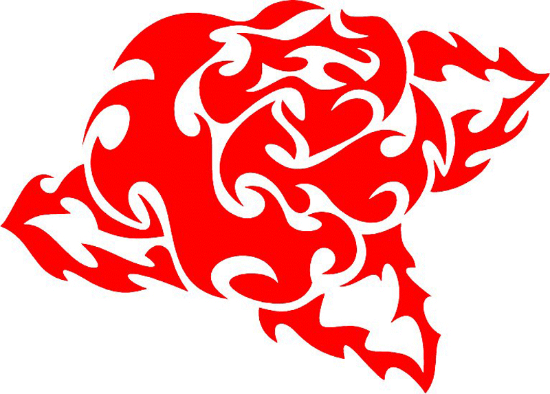 Rose Head Graphic Flame Decal