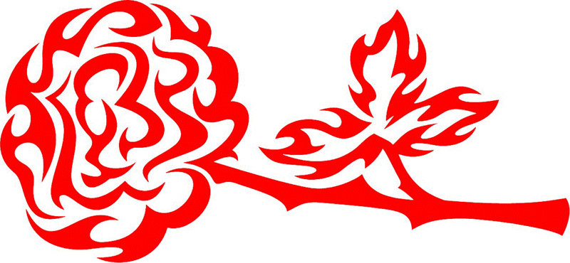Flaming Rose with Flames Graphic Flame Decal