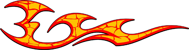 CRACKED_02 Cracked and Distressed Flames Graphic Flame Decal