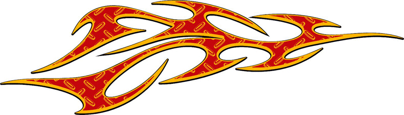 DIAMOND1_11 Diamondplate Flames Graphic Flame Decal