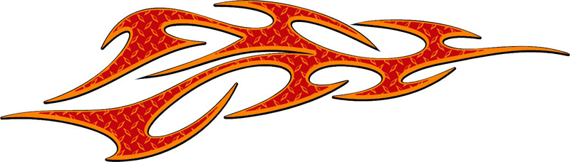 DIAMOND2_11 Diamondplate Flames Graphic Flame Decal