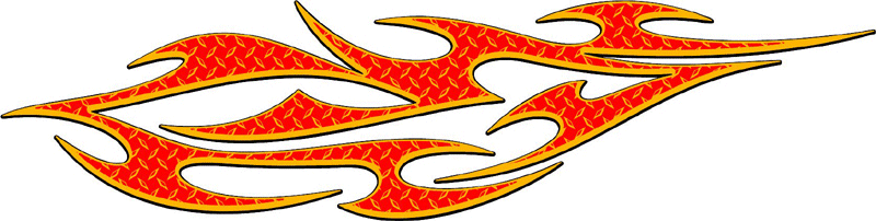 DIAMOND2_21 Diamondplate Flames Graphic Flame Decal
