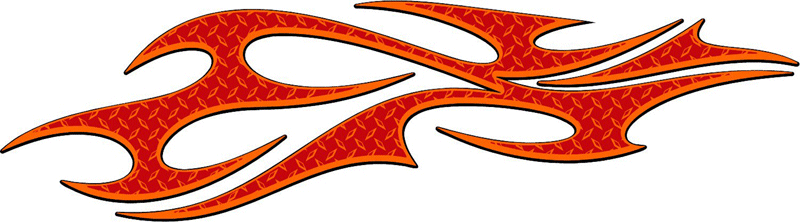 DIAMOND2_24 Diamondplate Flames Graphic Flame Decal