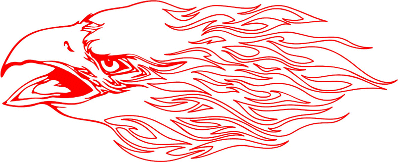 fleh_10 Flaming Eagle Head Graphic Flame Decal