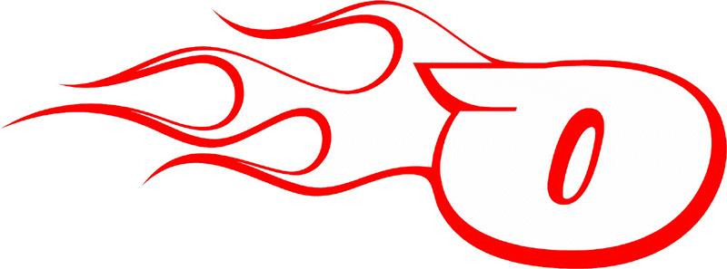 CL_LEFT_0 Racing Flaming Numbers Graphic Flame Decal