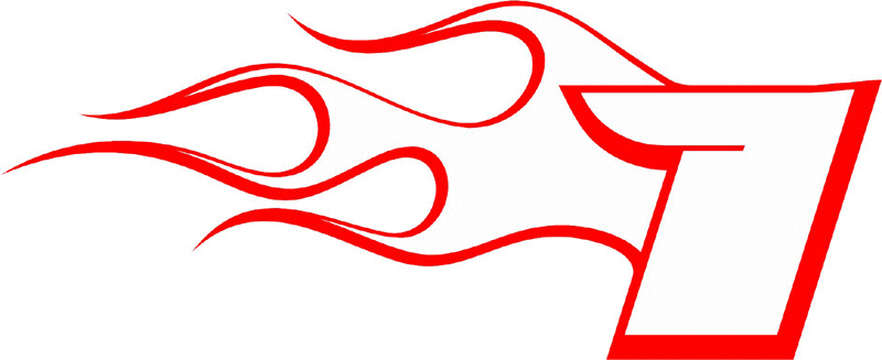 CL_LEFT_1 Racing Flaming Numbers Graphic Flame Decal