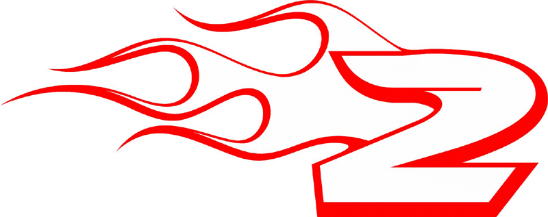 CL_LEFT_2 Racing Flaming Numbers Graphic Flame Decal