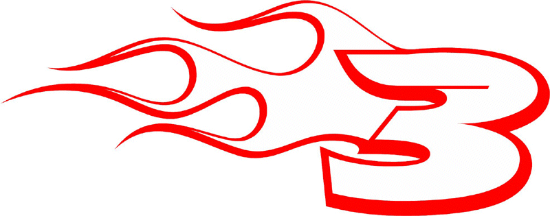 CL_LEFT_3 Racing Flaming Numbers Graphic Flame Decal