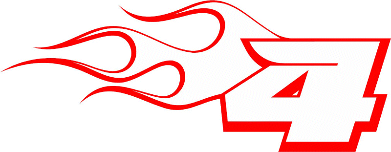 CL_LEFT_4 Racing Flaming Numbers Graphic Flame Decal