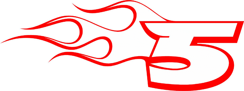 CL_LEFT_5 Racing Flaming Numbers Graphic Flame Decal