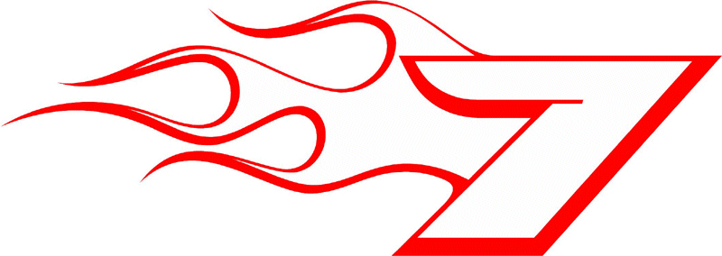 CL_LEFT_7 Racing Flaming Numbers Graphic Flame Decal