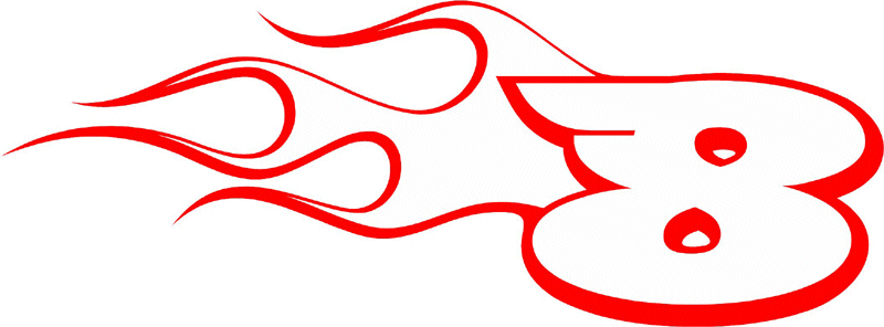 CL_LEFT_8 Racing Flaming Numbers Graphic Flame Decal
