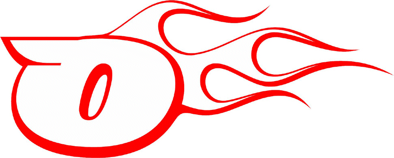 CL_RIGHT_0 Racing Flaming Numbers Graphic Flame Decal