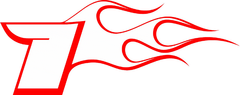 CL_RIGHT_1 Racing Flaming Numbers Graphic Flame Decal