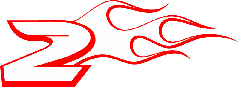 CL_RIGHT_2 Racing Flaming Numbers Graphic Flame Decal