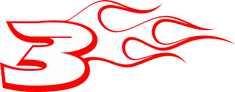 CL_RIGHT_3 Racing Flaming Numbers Graphic Flame Decal