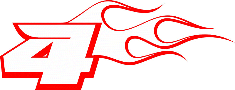 CL_RIGHT_4 Racing Flaming Numbers Graphic Flame Decal
