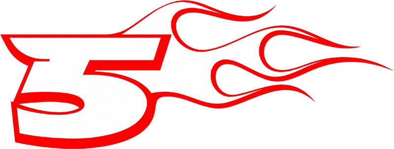 CL_RIGHT_5 Racing Flaming Numbers Graphic Flame Decal