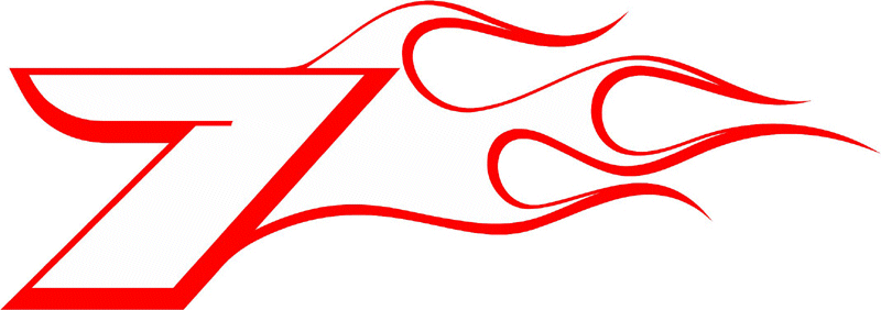 CL_RIGHT_7 Racing Flaming Numbers Graphic Flame Decal