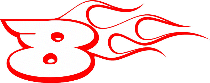 CL_RIGHT_8 Racing Flaming Numbers Graphic Flame Decal