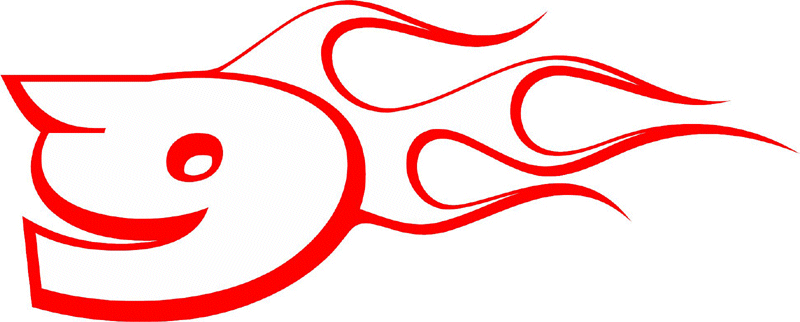 CL_RIGHT_9 Racing Flaming Numbers Graphic Flame Decal