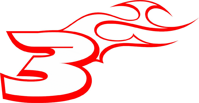 RT_RIGHT_3 Racing Flaming Numbers Graphic Flame Decal