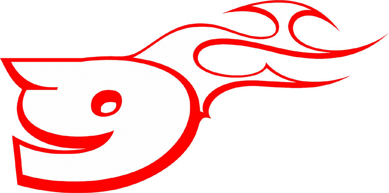 RT_RIGHT_9 Racing Flaming Numbers Graphic Flame Decal