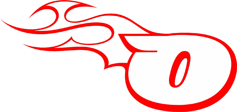 TR_LEFT_0 Racing Flaming Numbers Graphic Flame Decal