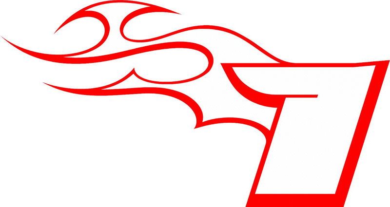 TR_LEFT_1 Racing Flaming Numbers Graphic Flame Decal