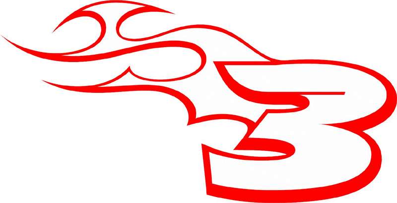 TR_LEFT_3 Racing Flaming Numbers Graphic Flame Decal