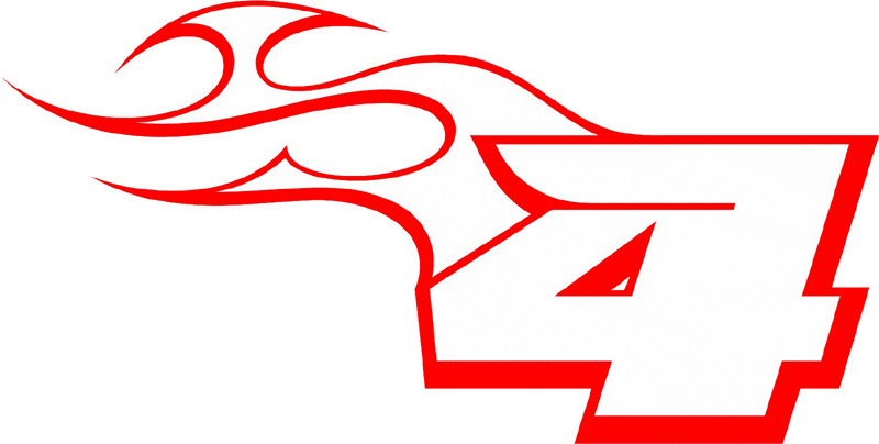 TR_LEFT_4 Racing Flaming Numbers Graphic Flame Decal