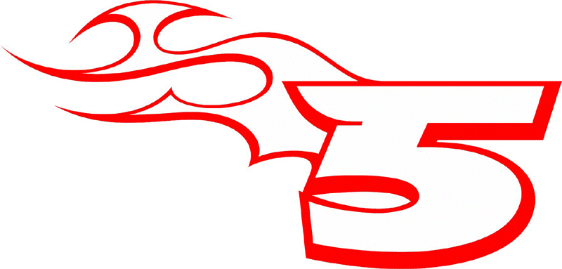 TR_LEFT_5 Racing Flaming Numbers Graphic Flame Decal