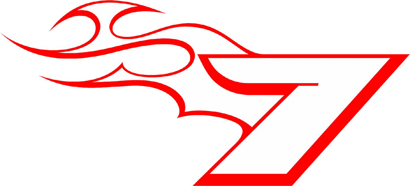 TR_LEFT_7 Racing Flaming Numbers Graphic Flame Decal