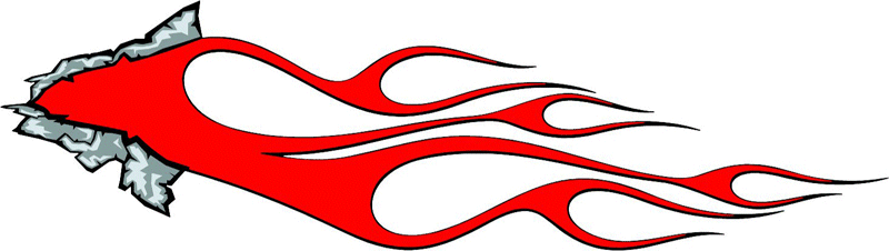 RIPOPEN_03 Ripped Open Metal with Flames Graphic Flame Decal