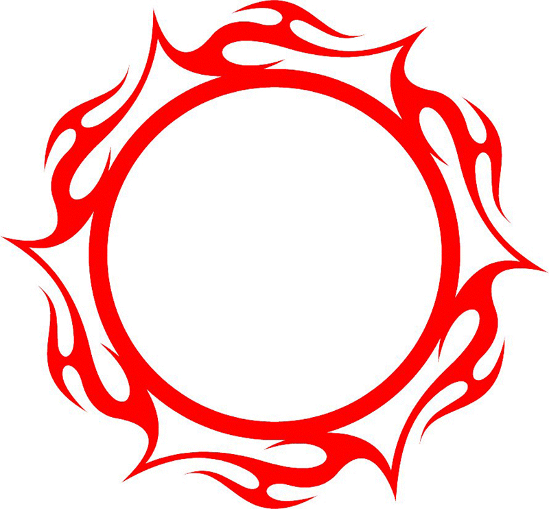 ROUND_09 Round Flames Graphic Flame Decal